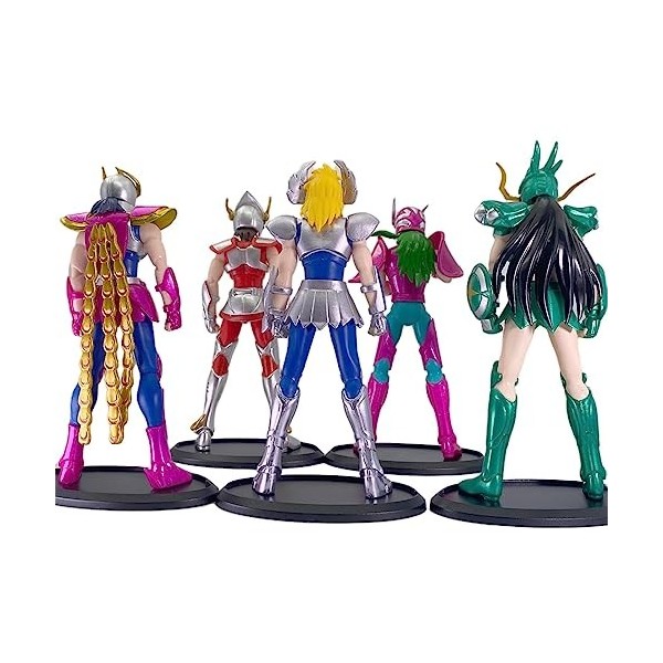 reald Lot de 5 figurines de Saint Seiya Phoenix Ikki Hyoga Seiya Shiryu debout Action Figurine Saint Seiya Mythe Tissu Cheval