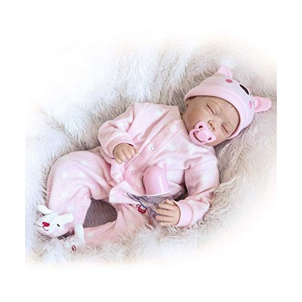 Reborn Baby Dolls, Simulation Rebirth Doll Soft Silicone Baby Cloth Body Doll Children Play House Play Birthday Gift 55 Cm B