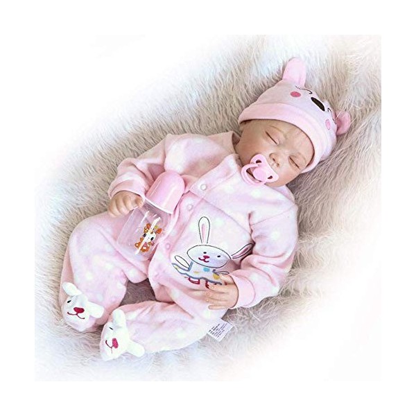 Reborn Baby Dolls, Simulation Rebirth Doll Soft Silicone Baby Cloth Body Doll Children Play House Play Birthday Gift 55 Cm B