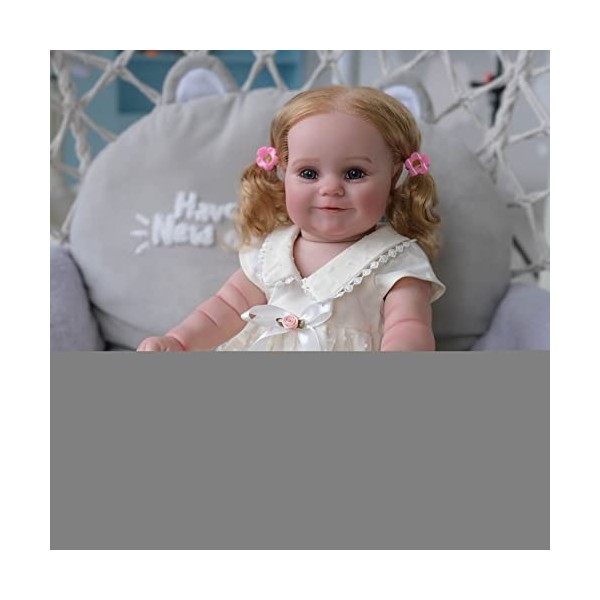 Nouveau 50CM Reborn Baby Full Body Silicone Maddie Girl Doll Toddler Princess with Blonde Rooted Hair 100% Hand Painted Doll