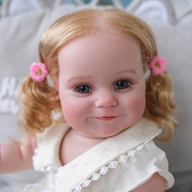 Nouveau 50CM Reborn Baby Full Body Silicone Maddie Girl Doll Toddler Princess with Blonde Rooted Hair 100% Hand Painted Doll