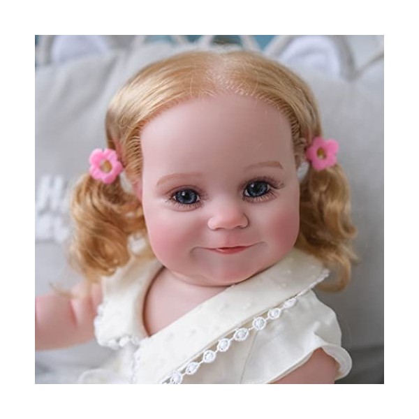 Nouveau 50CM Reborn Baby Full Body Silicone Maddie Girl Doll Toddler Princess with Blonde Rooted Hair 100% Hand Painted Doll