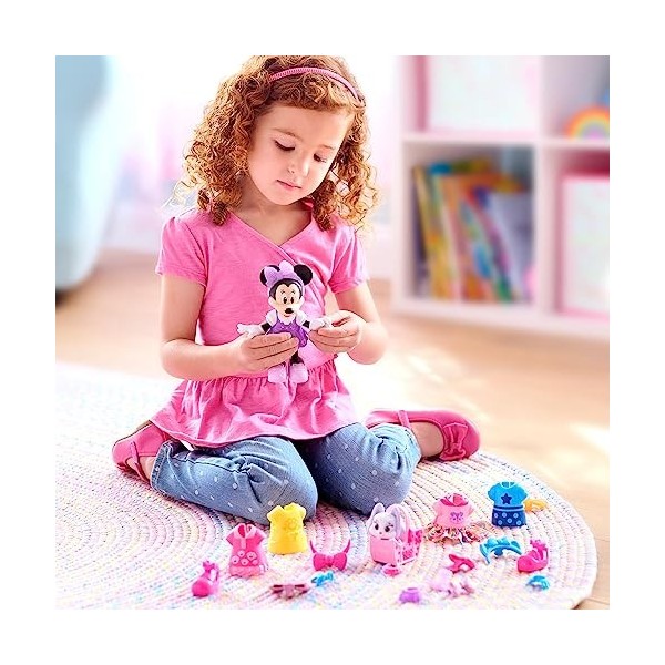 Just Play Disney Junior Minnie Mouse Ensemble de 23 pièces à paillettes et accessoires pour animaux de compagnie, jouets sous