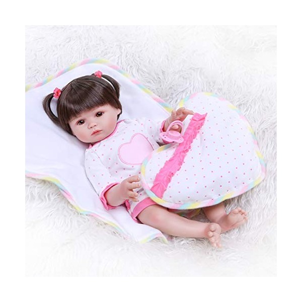 Réaliste Reborn Baby Dolls Fille 19 Pouces Réaliste Bébé Nouveau-Né Poupées avec Vêtements et Accessoires de Jouets Cadeau po