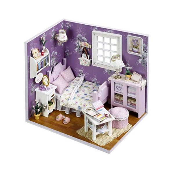 NXYDQ Maison de poupée Miniature, avec des Meubles, Bricolage Maison de poupée Kit Plus étanche à la poussière et Le Mouvemen