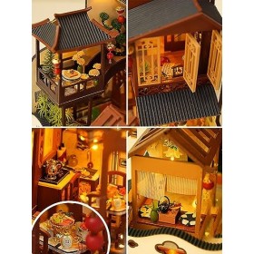 Kit De Maison De Poupée Miniature DIY Équipé Dune Housse anti-Poussière et Dun Éclairage LED La Sécurité Des Matériaux Est 