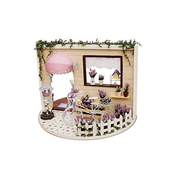 Heqianqian Kits de Maison Accessoires de la Maison de poupée en Bois Balcon Jardin Salle de Bain pour Famille de Filles Kit d