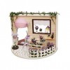 Heqianqian Kits de Maison Accessoires de la Maison de poupée en Bois Balcon Jardin Salle de Bain pour Famille de Filles Kit d