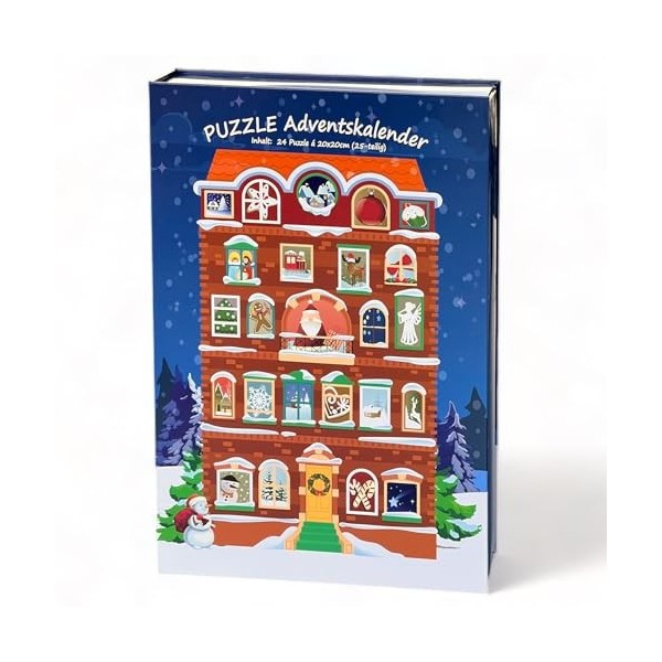 MIJOMA Puzzle Calendrier de lAvent | 24 puzzles à motifs de Noël | Design maison de Noël magique | Une nouvelle expérience d