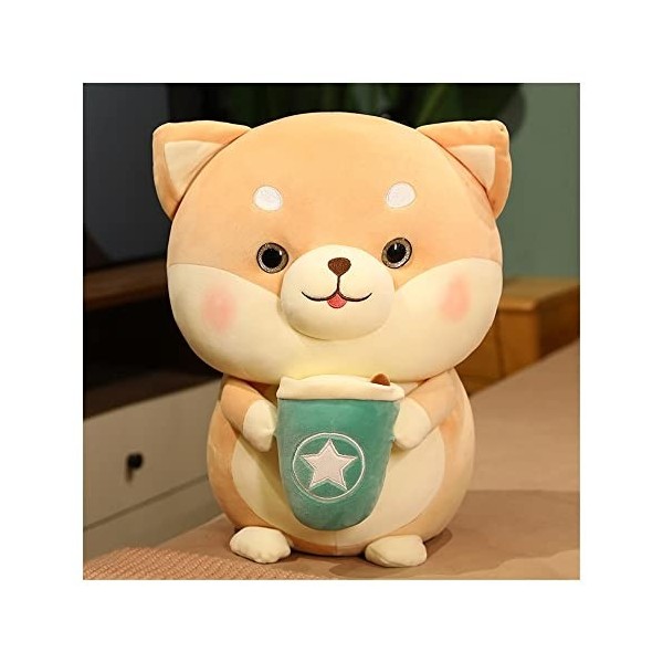 YUYUYU Kawaii Bulle thé Chien en Peluche Peluche Animal Corps Oreiller Tasse thé au Lait Boba Peluche Cadeau danniversaire B