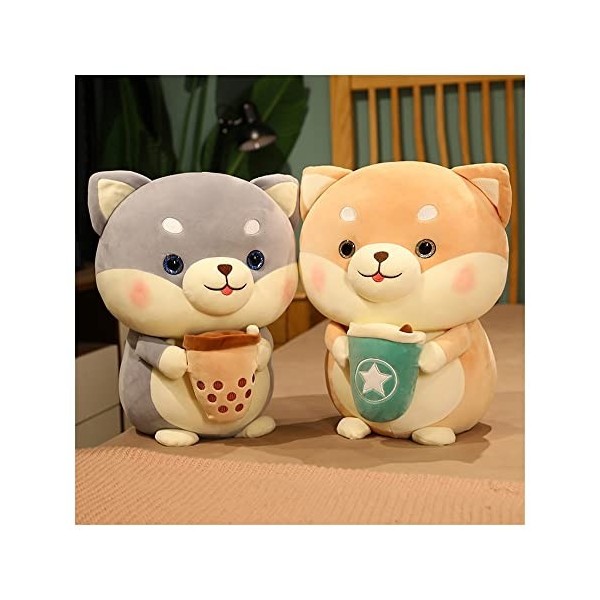 YUYUYU Kawaii Bulle thé Chien en Peluche Peluche Animal Corps Oreiller Tasse thé au Lait Boba Peluche Cadeau danniversaire B