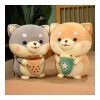 YUYUYU Kawaii Bulle thé Chien en Peluche Peluche Animal Corps Oreiller Tasse thé au Lait Boba Peluche Cadeau danniversaire B