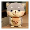 YUYUYU Kawaii Bulle thé Chien en Peluche Peluche Animal Corps Oreiller Tasse thé au Lait Boba Peluche Cadeau danniversaire B