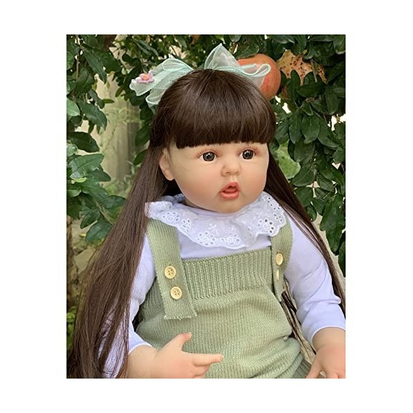 YIHANGG Silicone Souple Poupée Reborn pour Tout-Petits Fille 60CM Reborn Bébé Poupée Shabiller Princesse Poupée aux Cheveux 