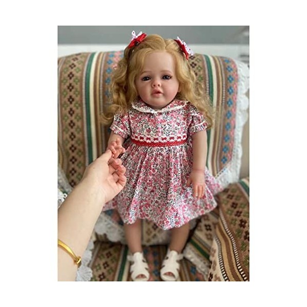 YIHANGG 60CM Taille de Bébé Énorme Poupée Reborn Toddler Artiste avec Veines Visibles de la Peau 3D Princesse Cheveux Blonds 