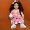 XQSSB 60Cm Reborn Bambadler Poupées Fille Bébé Princesse Rose avec des Cheveux Bouclés Robe À Capuche À Capuche De Mode Boucl