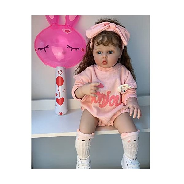 YIHANGG 60 CM Poupée Bébé Reborn Jouet 24 Pouces Peau de Peinture 3D avec Veine Silicone Fille Princesse Poupée Tout-Petit Bé