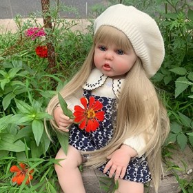 YIHANGG Réaliste Silicone Poupée Reborn 60cm Poupée Tout-Petit Jouet Fille Vinyle Princesse Bébé avec Corps en Tissu Bébé Che