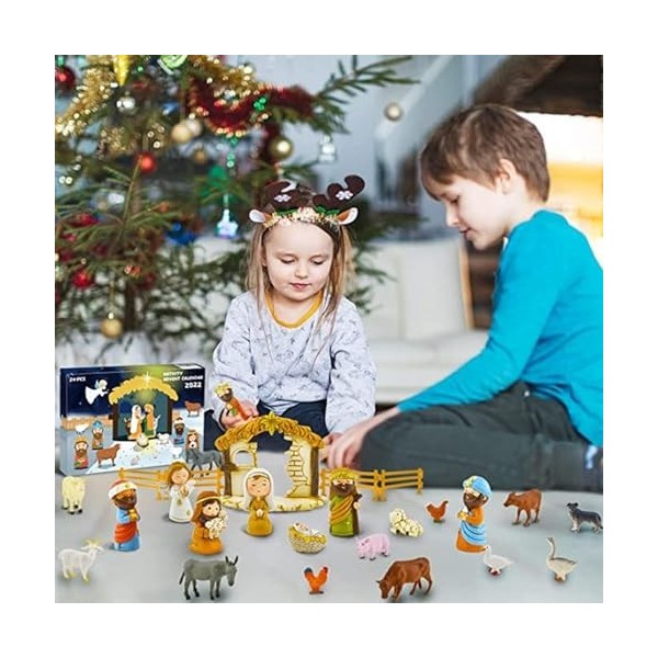 Calendrier de lAvent de Noël 2023, Jouets de crèche pour garçons et Filles, Calendrier Compte à rebours de 24 Jours jusquà 