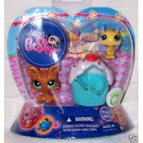Littlest Pet Shop Lot de 2 bourdons et chiens avec cupcake pour la Saint-Valentin