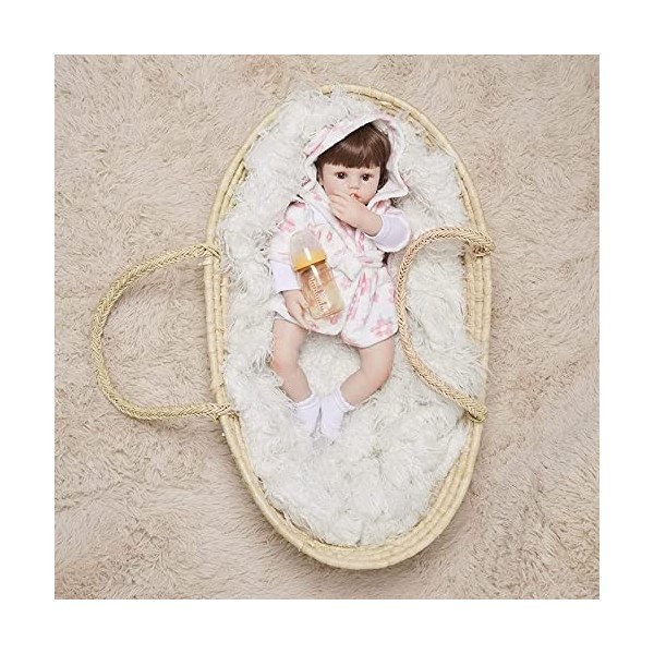 Reborn Bébé Poupées Fille 22 Pouces Réel À La Recherche Pondéré Reborn Poupée Avec Des Vêtements Roses Jouet Accessoires Meil