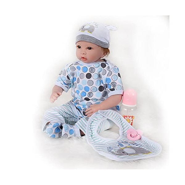 Reborn Baby Doll 22 Pouces 55 Cm Silicone Souple Réaliste À La Recherche De Nouveau-Nés Poupées En Vinyle Bleu Fait À La Main