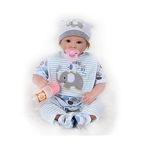 Reborn Baby Doll 22 Pouces 55 Cm Silicone Souple Réaliste À La Recherche De Nouveau-Nés Poupées En Vinyle Bleu Fait À La Main