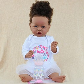 Reborn Baby Dolls Noir 22 Pouces Réaliste Afro-Américain Nouveau-Né Bébés Filles Qui Ressemblent À Un Vrai Corps Lesté Corps 