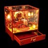 Kit de maison de poupée bricolage avec anti-poussière Miniature mariage chinois maison de poupées meubles lumières LED salle 