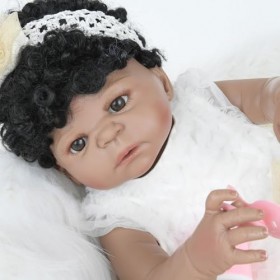 ERNZI Reborn Baby Dolls 22Inch 55Cm Baby Soft Body Realistic Black Newborn Baby Dolls African American Real Life Baby Dolls C