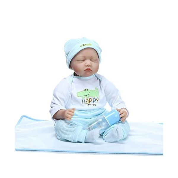 Poupées Reborn Poupée Bébé, 22 Pouces 55 Cm Reborn Bébé Poupée Doux Au Toucher Silicone Vinyle Bébé Garçon sans Cheveux Bébé 