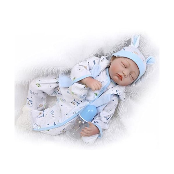 Poupées Reborn Poupée Bébé, 22 Pouces 55 Cm Poupées Reborn Poupée Bébé Garçon Réaliste Silicone Souple Vinyle Bébés Faits À L