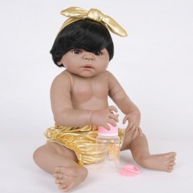 ERNZI Black Reborn Baby Dolls 22 inch Baby Dolls Real Life Baby Dolls New Born Eyes Open African American Reborn Dolls Toddle