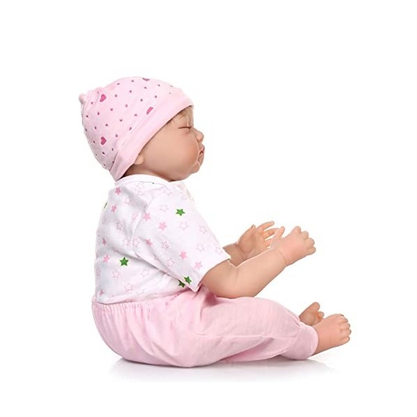 Poupées Reborn Poupée Bébé, Reborn Baby Doll Belle Fermer Les Yeux Bébé Poupée Silicone Vinyle Doux Real Touch Réaliste Nouve