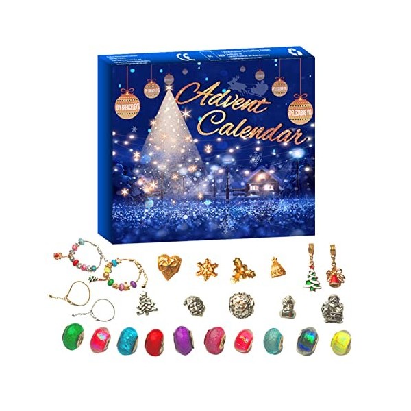 5 Pcs lpour - lBracelet Fine Craft - jouet compte à rebours Noël pour les filles Bracelet DIY avec des perles brillantes Yo