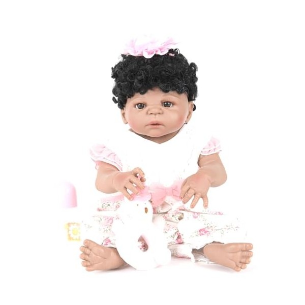 ERNZI Reborn Baby Dolls Silicone Full Body, 22 inch Handmade Soft Newborn Realistic Baby Doll Boy Full Vinyl Body Bathable Ki