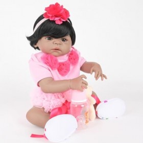 ERNZI 22 inch 55Cm Full Body Silicone Real Reborn Doll Poupée en Vinyle Souple Et Réaliste pour Bébé Nouveau-Né, Sucette Magn