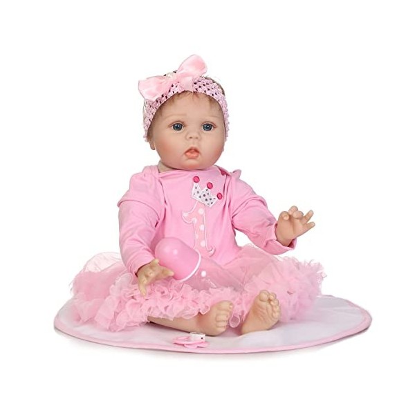 Poupées Reborn Réalistes pour Fille, 22 Pouces, 55 Cm, en Vinyle Souple, en Silicone, Poupées De Nouveau-Né, Jouet pour Bébé 