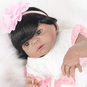 ERNZI 22" 55Cm Handmade Reborn Baby Dolls Full Vinyl Silicone Real Looking Reborn Baby Girl Realistic American Doll Xmas Gift