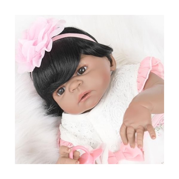 ERNZI 22" 55Cm Handmade Reborn Baby Dolls Full Vinyl Silicone Real Looking Reborn Baby Girl Realistic American Doll Xmas Gift