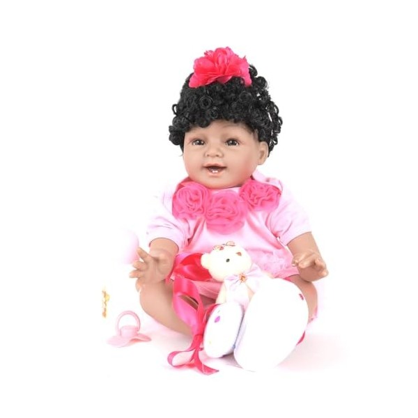 ERNZI Reborn Baby Dolls Girl - 22 inch Realistic Full Vinyl Body Newborn Baby Doll Sleeping Baby with Feeding Kit Kids Gift f