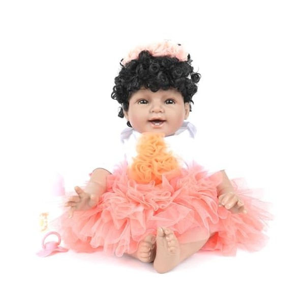 ERNZI 22 inch 55CM Realistic Sweet Face Real Baby Size Reborn Toddler Newborn Girl Doll Crafted in Silicone Vinyl Full Body C