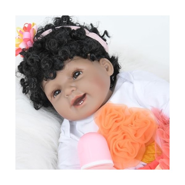 ERNZI 22 inch 55CM Realistic Sweet Face Real Baby Size Reborn Toddler Newborn Girl Doll Crafted in Silicone Vinyl Full Body C