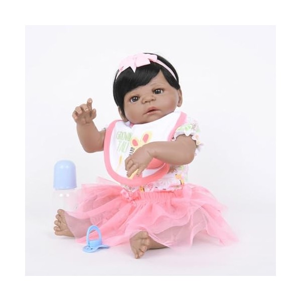 ERNZI Reborn Baby Dolls Full Body Silicone Vinyl Girl 22 inch 55 Cm Realistic Toddlers Newborn Baby Doll Waterproof Pink Dres