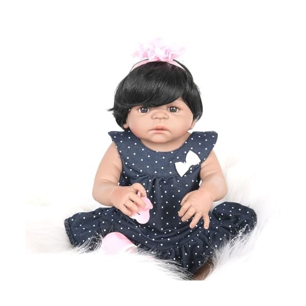 ERNZI Black Reborn Baby Dolls 22 inch Biracial Reborn Dolls Realistic Baby Black Skin Mixed Race Dolls That Look Like Real Ba