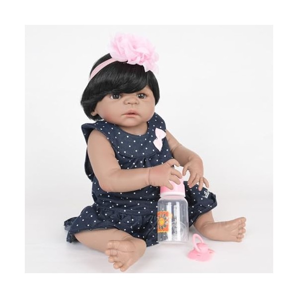 ERNZI Black Reborn Baby Dolls 22 inch Biracial Reborn Dolls Realistic Baby Black Skin Mixed Race Dolls That Look Like Real Ba