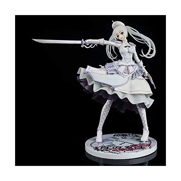 Figure de la reine blanche de Tokisaki Kurumi, debout, de 27 cm / 10,6 pouces de matériau de PVC, de vêtements blancs, de lon