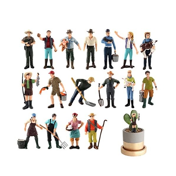 Générique 5 Pcs Jouets de Fermier - 17 Statues réalistes dagriculteurs Masculins et féminins | Ensemble de Jeu réaliste de m