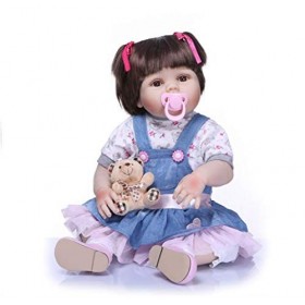Fait À La Main en Silicone Souple 22 Pouces Reborn Bébé Poupée Fille Réaliste Yeux Bleus Nouveau-né Fille Jouet 57 Cm Renaîtr