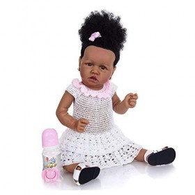 Poupées De Bébé Reborn Fille avec Jupe Blanche, Poupées De Nouveau-Né Réalistes, Simulation Douce en Vinyle De Silicone pour 